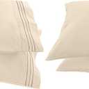 Elegant Comfort 1500 Thread Count Embroidered Egyptian Quality Luxurious Silky Soft Wrinkle & Fade Resistant 2-Piece Pillowcase, Standard/Queen Size, Beige (Pack of 2) (Cream)
