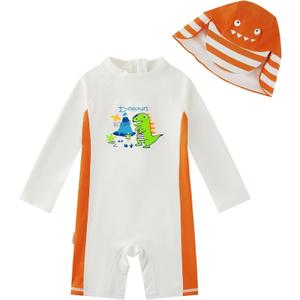 upandfast Baby/Toddler Swimsuit UPF 50+ Sun Protection One Piece Zipper Bathing Suit with Sun Hat Infant Beach Swimwear, 18-24M