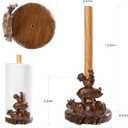 Farm Animals (Cow, Pig and Rooster) Countertop Paper Towel Holder Stand with Decoration, Hand-Carved Wood Style for Kitchen Bathroom,Weighted Base for One-Handed Operation,Vintage Brown