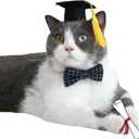 2 x FLAdorepet Dog Graduation Caps with Bow Tie Necktie Pet Graduation Hats with Yellow Tassel Cat Graduation Costume Outfits Accessory for Dogs Cats (S(Suit for 5-20LBS), Black)