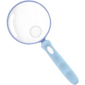 2 x Lakei Magnifying Glass 10X Handheld Reading Magnifying Glass, 90mm Shatter Resistant Lens, Non-Slip Rubber Handle, Suitable for Elderly Reading and Science Hobby(Blue)