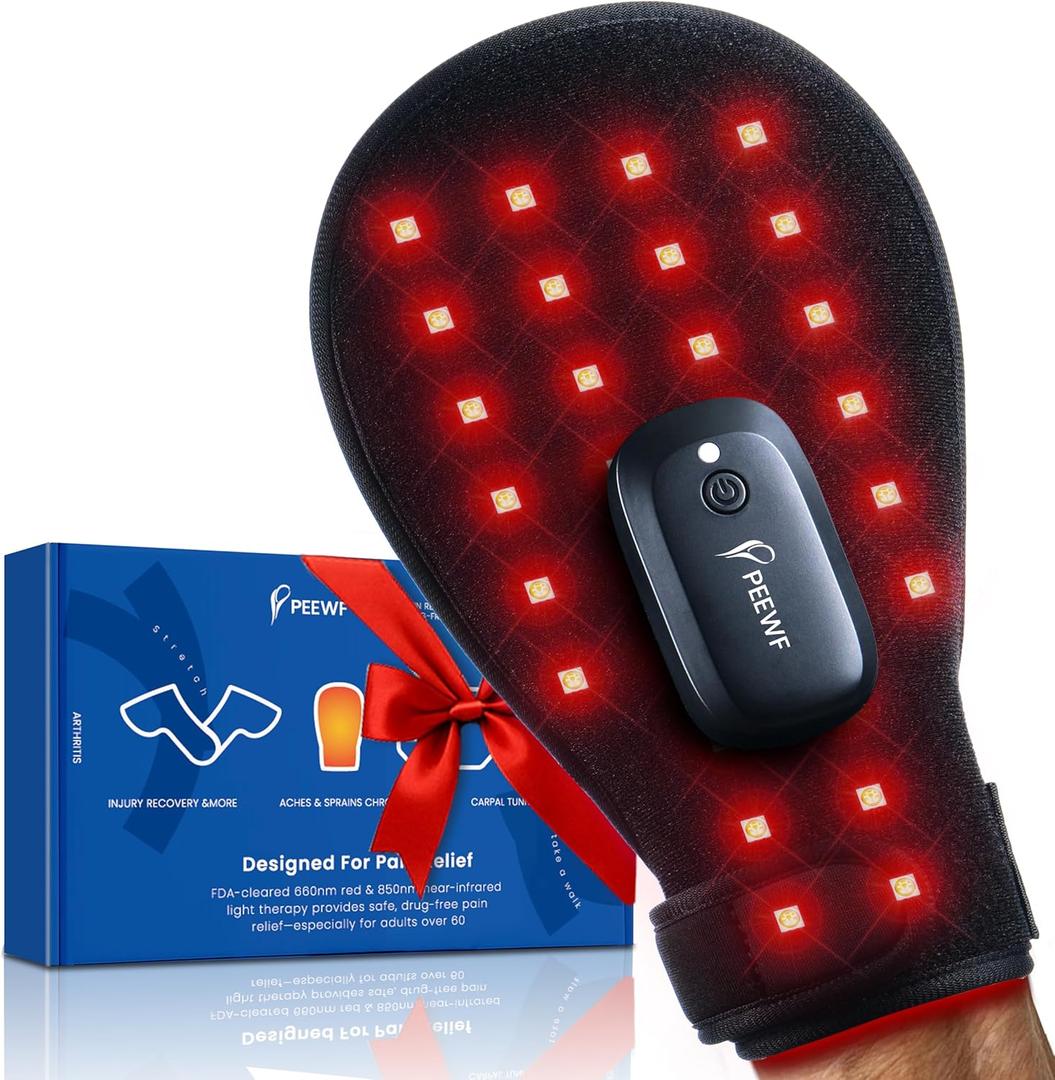 Wireless Red Light Therapy Glove for Hands  660nm & 850nm Near-Infrared | Pain Relief for Arthritis, Carpal Tunnel, Sore Muscles | 30 LEDs + Built-in Gentle Heating Wires | Breathable | Auto Shut-Off