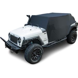 82215370 Cab Cover Car Cover for Jeep Wrangler JK JKU JL JLU 2007-2024 4-Door Black Heavy Duty 600D Oxford Sun Shade Half Car Protect Cover with Door Hard Top Off 8104109