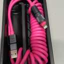 Vexipia 4-in-1 Coiled USB C Cable for Car 5FT [60W Fast Charging] Compatible with Lightning Cable [CarPlay & Android Auto] Multi Charger Cord Combo with L/Type C/USB A Ports for iPhone/iPad (Pink)
