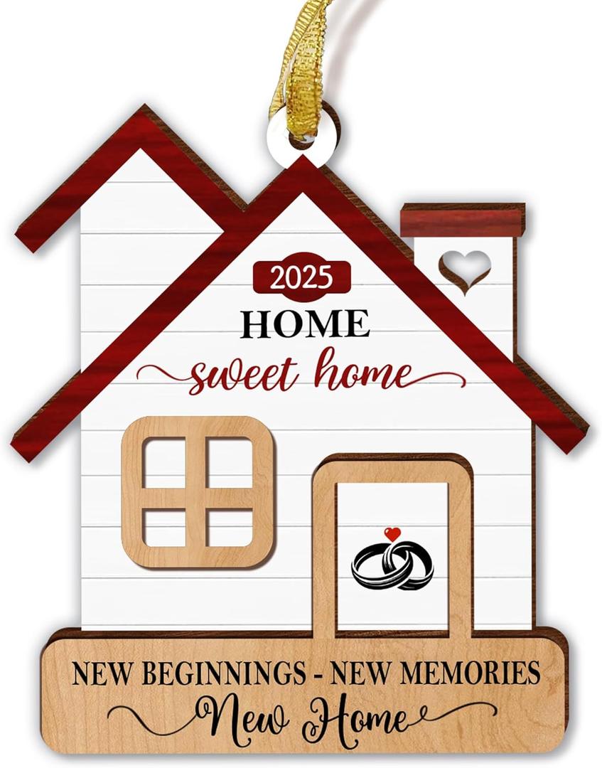 GOSSBY New Home Ornament 2025 - Housewarming Gift for Women, Couple, Newhome Owner - New Home Gift Idea - First House Christmas Ornament - New House New Beginning - Ceramic Xmas Decoration