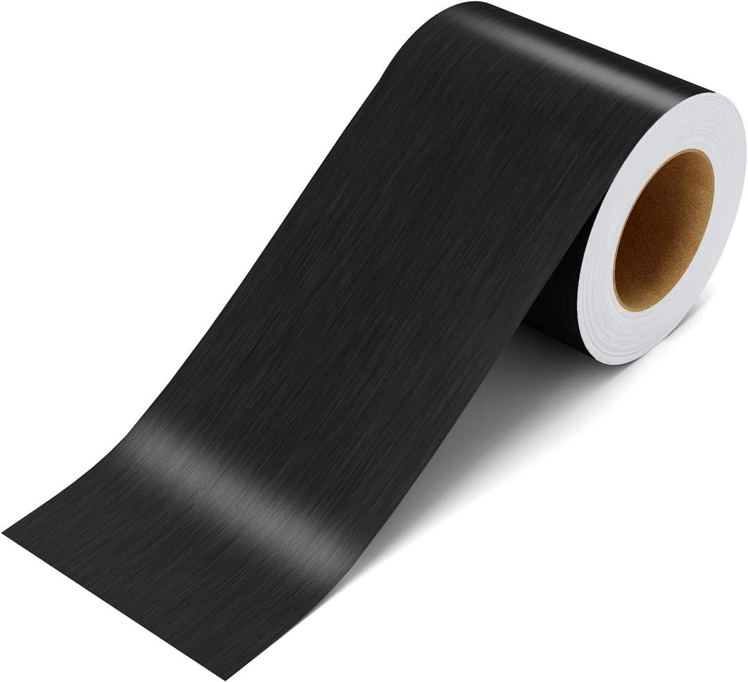 3x590 Inch Metallic Wallpaper Border Peel and Stick Black Metallic Wallpaper Border Self Adhesive Brushed Wall Trim Black Mirror Frame Sticker Stainless Mirror Frame for Bathroom Waterproof