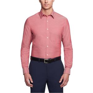 Tommy Hilfiger Men's Dress Shirt Regular Fit Non Iron Solid, Cayenne, 17.5" Neck 32"-33" Sleeve