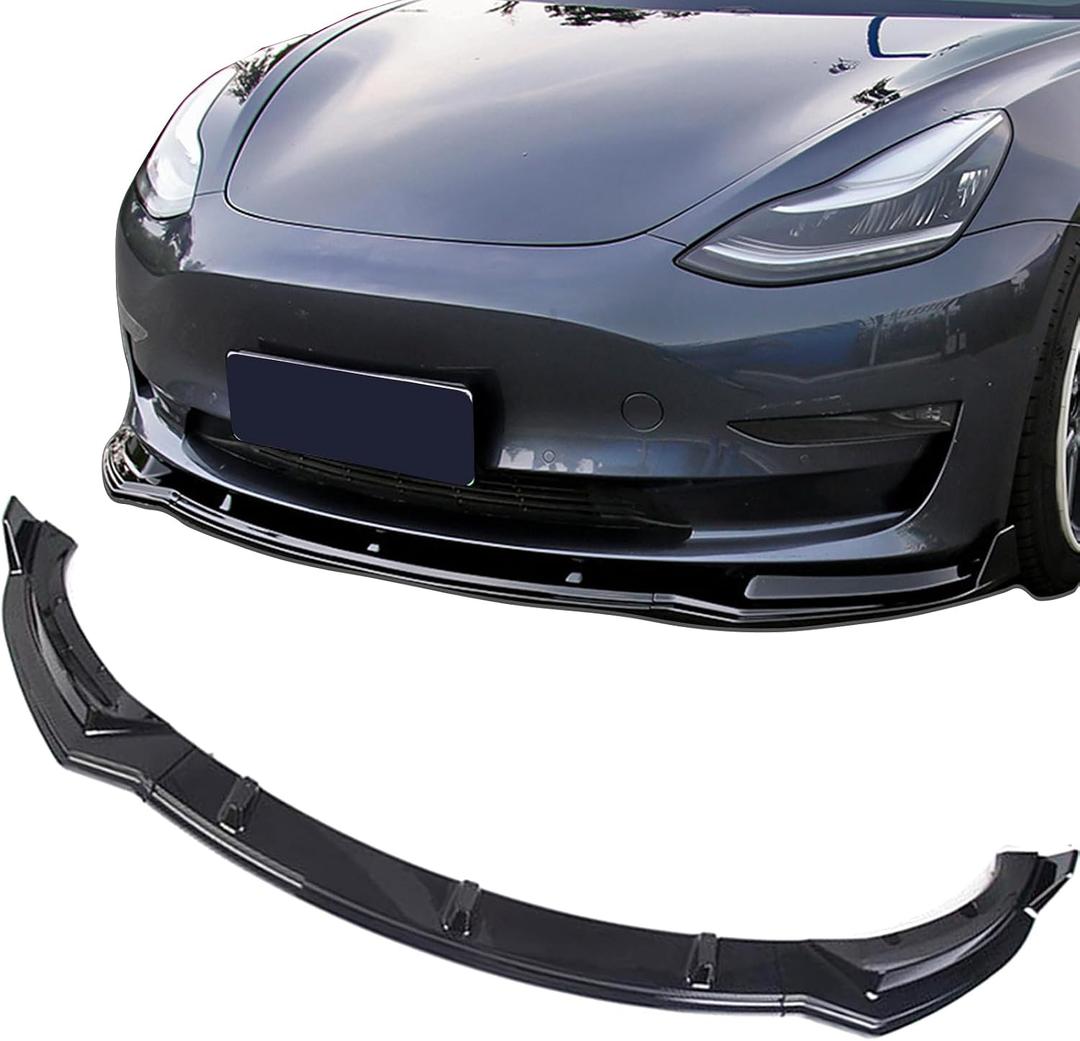 Fit Tesla Model Y Front Bumper Lip Kit Front Spoiler Wing Glossy Black Splitter Trim Model Y Accessories 2017-2023, 2024