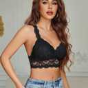 Avidlove Bralettes for Women Lace Bra Non Padded Racer Back Bralette Deep V Triangle Sexy Everyday Lingerie Bras (L)