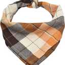 Bubblepup Plaid Dog Bandana - Cotton Dog Scarf for Small/Med/Large Dogs (Brown&Beige)