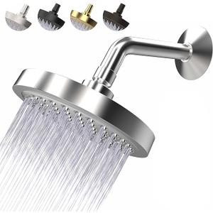 High Pressure Shower Head - Anti-Clogging Silicone Nozzles - 2.5 GPM Removable Restrictor - Easy to Clean Adjustable Replacement - easy to install with Plumbers Tape - 6 inch - Classic Chrome Finish