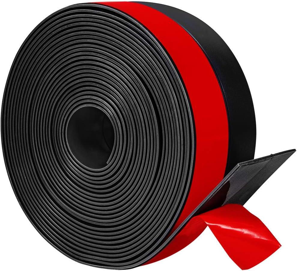 TORRAMI Silicone Door Sweep Draft Stopper 2 inch Width 20 Feet Length, Seal Insulation for Door Under Bottom, Gap, Side, Glass Shower Door, Sliding Door, Black