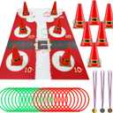 Vynium 30 Pcs Valentine's Day Ring Toss Game Carnival Games Hilarious Carnival Party Games Include 6 Plastic Cones 20 Toss Rings 1 Cloth Mat and 3 Medals for Adult Family Garden Throwing Supply