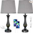 Seealle Upgraded Touch Lamps for Bedrooms Set of 2 - Nightstand Table Lamp with USB C+A, 3 Way Dimmable Lamps for Living Room(Grey)