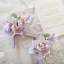 Ling's moment Boutonniere for Men, 2pcs Groom Groomsmen Guest Boutonniere, Artificial Flowers for Wedding/Prom/Homecoming, etc.Lilac Lavender Purple
