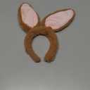 Easter Bunny Ears Headband and Tail Set,Plush Bunny Costume Accessories For Halloween Cosplay Party Performance (Brown)