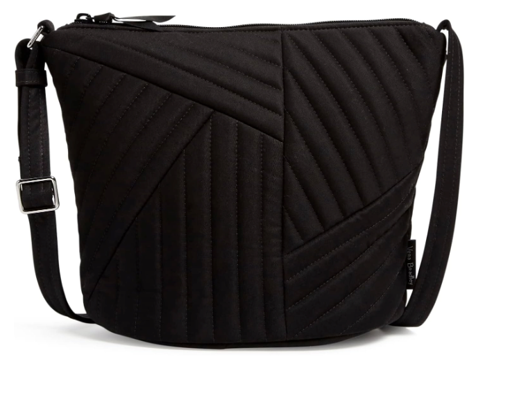 Vera Bradley Women's Cotton Bucket Crossbody Purse, Black - Recycled Cotton, One Size