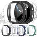 [6+6Pack] for Samsung Galaxy Watch 8 44mm Screen Protector Case, Hard PC Bumper + HD Anti-Fog Tempered Glass Protective Film, Waterproof Face Cover Set for Galaxy Watch 8 44mm Accessories (Black+Clear+Silver+Darkblue+White+Green)