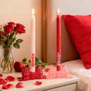 DN DECONATION Flameless Taper Candles Set of 2, Red & Pink Valentine LED Candles - Battery Operated XOXO & Love Decor Candles for Romantic Home, Wedding, Gift for Her