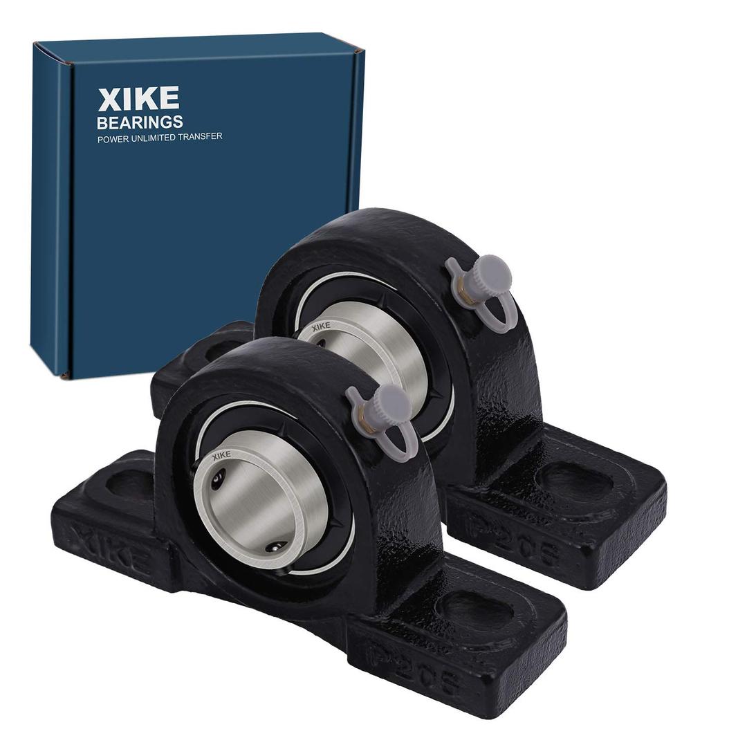 XiKe 2 Pcs UCP205-15 Pillow Block Bearings ID 15/16", Heavy Load Types Solid Base and Self-Alignment, Pillow Block Cast Iron/Bearings Chromium Steel.