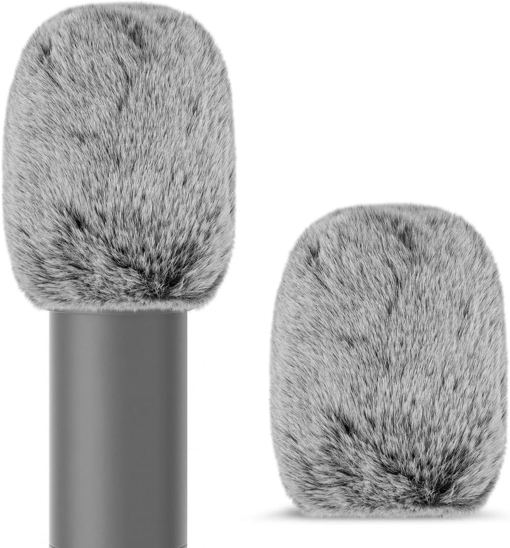 Geekria for Creators Furry Windscreen for 1'' (25mm) Diameter Microphones, Mic DeadCat Wind Cover Muff, Windbuster, Windjammer, Fluff Cover Windshield Compatible with MXL 770 (Grey / 2 Pack)