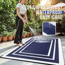 OLANLY Outdoor Rug 8x10 ft Waterproof, Reversible Outdoor Plastic Straw Rug, RV Mat, Indoor Outdoor Carpet Clearance for Patio, Camping, Balcony, Deck, Backyard, Navy & White