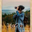 Vittanly 16x20 Picture Frame for Wall, Plexiglass, Displays Poster 11x14 with Mat or 16x20 without Mat, PVC Frame Material, Horizontal or Vertical Hanging, 1 Pack, Natural