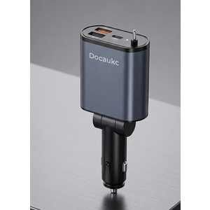 Retractable Car Charger, 4 in 1 Fast Charging Car Charger with USB-C & USB-A, Compatible with iPhone 17/16/15/14/13/12/11,Galaxy,Pixel,Car Accessories Gifts for Fathers Day,Husband,Men,Dad