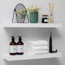 Homeforia White Floating Shelves 24 inch, Premium Solid Wood Floating Shelves White 24 inch, Kitchen Wall Shelf White, Heavy Duty Bracket, 24 x 6.5 x 1.75 inch, Set of 2