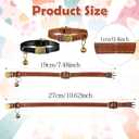 2 x 2Pcs Leather Cat Collar, Adjustable Cat Collar with Bell, Kitten Cats Bell Breakaway Collars Fit for Small Medium Boy Pet(Brown, Black)
