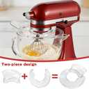 Pouring Shield for Kitchen-Aid 4.5-5 Quart Tilt-Head Stand Mixer,With Removable Pour Spout And Silicone Scraper,Splatter Guard Fits for Stainless Steel, Glass, Ceramic Bowls