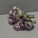 Mkono Peonies Artificial Flowers, Small Silk Flowers for Home Decor Indoor Fake Bouquet Faux Floral Arrangements Dining Table Centerpieces for Kitchen Party Decor Purple