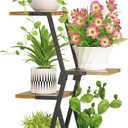 iDavosic.ly 3 Tier Indoor Plant Stand, Corner Tall Metal & Wood Flower Shelf, Orchid Display Rack for Living Room Balcony Patio Porch, Space Saving & Multifunctional Display, Black & Brown