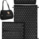 Acupressure Mat and Pillow Set with Extra Mini Accupressure Massage Pad - Acupuncture Mat Full Body - Accupoint Pad with Pressure Point for Back Pain (Black)