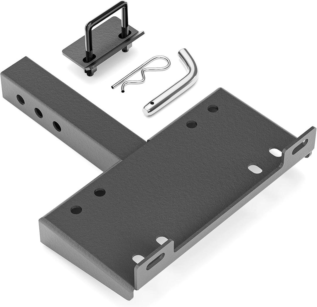 Trailer Hitch Winch Mount with 2" Receiver, Universal Heavy-Duty Winch Plate Bracket for Truck/Pickup/ATV/UTV/SUV, 17000 lbs Towing Capacity, Mounting Cradle, Black