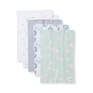 Burt's Bees Baby Infant Burp Cloths, 100% Organic Cotton Extra Absorbent Soft Fabric Drool Cloths, 5-Pack Newborn Must-Have Essential Large Burping Cloths, One Size 17 x 11.75 Inches (Hello Moon)