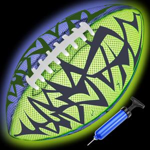 Jasonwell Glow in The Dark Football - Strong Grip Light Up Football Toy Stuff Sports Balls for Boys Kids Teenage Junior Youth Adult Outdoor Christmas Birthday Gifts for Age 6-8 8-12 13 + Year Old No.9 (Green/purple)