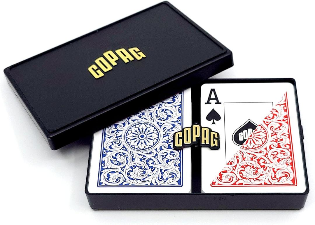 Copag 1546 Design 100% Plastic Playing Cards, Poker Size (Standard) Red/Blue (Jumbo Index, 1 Set)