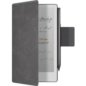 Magnetic Case for 7.3" Remarkable Paper Pro Move Tablet 2025 | Slim Lightweight PU Leather | Book Folio Cover | with Pen Clasp | Smart Auto Sleep/Wake | (Grey)