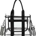 Clear Bags for Women Tote Bag, Crossbody Bag, Stadium Approved Clear Purse for Sports Events, Concert, Work & Beach (Black)