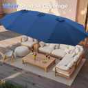 SUPERJARE 15FT Outdoor Umbrella for Patio, Double sided Pool Umbrellas with Fade Resistant Canopy, Large Table Umbrella for Deck, Market, Backyard - Navy Blue(No Base)