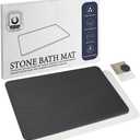 Stone Bath Mat, Quick Drying Bath Mat for Bathroom, Diatomaceous Earth Mat, Quick Dry Shower Mat, Fast Absorbent, Elegant Design, Easy to Clean - Black 23.615.35