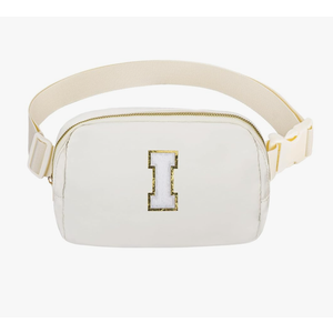 Pack Of 2 Birthday Gifts Christmas Personalized Gift for 4 5 6 7 8 9 10 11 12 13 14 Year old Girls Teen Sister Kid Initial Letter Fanny Pack Trendy Stuff Crossbody Bag White Letter I