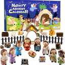 Nativity Advent Calendar 2025 Kids-24 Days of Nativity Scene Christmas Countdown Calendar with Led Light Christian Religious Gifts for Kids Boys Girls