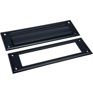 QCAA Solid Brass Mail Slot, with Solid Brass Interior Frame, 13" x 3.625", Matte Black, 1 Pack, Made in Taiwan