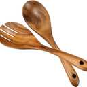 Salad Servers, Wood Salad Tongs, 10.2in Salad Spoon and Fork Set, Long Handle Salad Server Set for Mixing, Tossing and Cooking