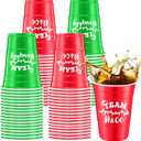 Jingmore 60 Pieces Snowflakes Frozen Plastic Cups 16oz Disposable Winter Snowflake Beverage Drinking Cups for Birthday Baby Shower Holiday Coffee Beer Party Favors(Christmas,Red, Green)