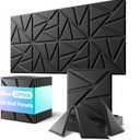 ROOME 12"x12" 3D Wall Panels, 32-Pack, Black, PVC, Peel & Stick, Geometric, Modern, Water-Resistant