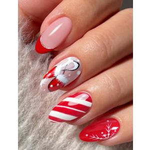 JMEOWIO Gel Nail Stickers Christmas Snowflake Cute Semi Cured Gel Nail Strips Wraps UV/LED Nails Art Design Decoration Accessories