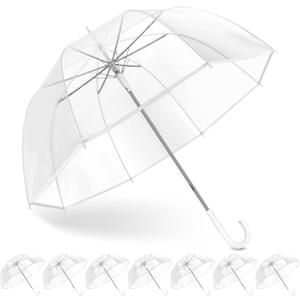 Clear Bubble Umbrella Wedding, High-Visibility Transparent Rain Umbrellas Bulk, Windproof Large Clear Umbrella, Firm and Durable, Dome Umbrellas for Wedding Bride Groom Photography Golf Outdoor (8 Pack)